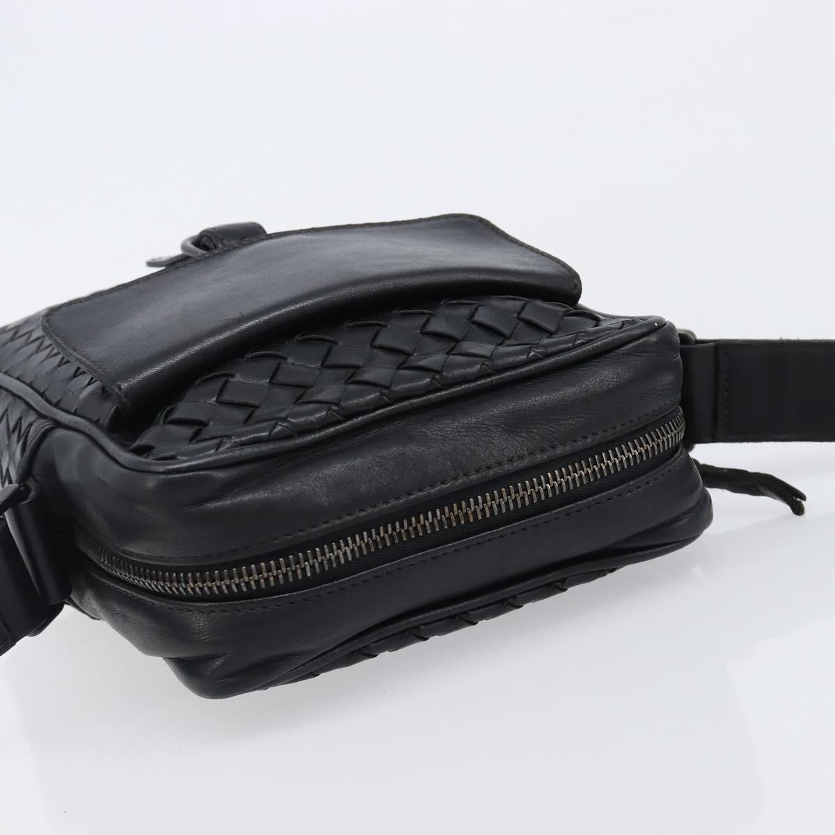 Bottega Veneta Front Pocket Messenger Intrecciato Nappa Black Leather Shoulder Bag Bag (Pre-Owned)