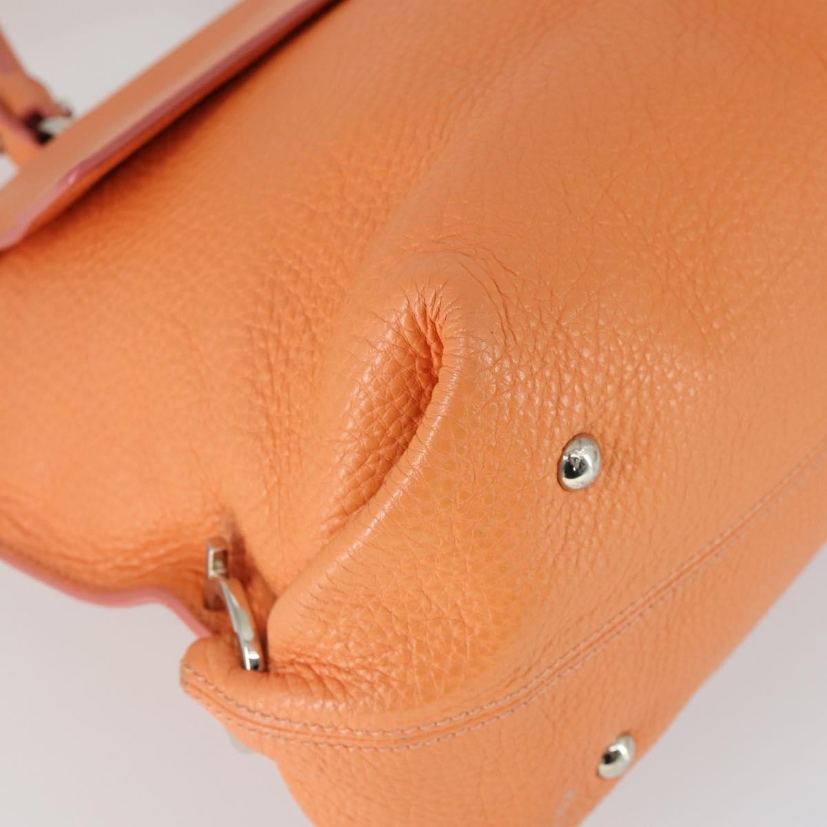 Salvatore Ferragamo Sofia Satchel Grainy Leather Orange Leather Handbag (Pre-Owned)