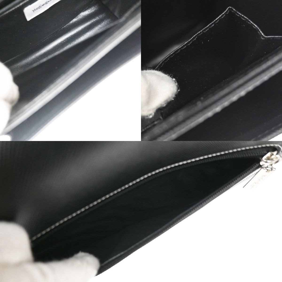 Saint Laurent Front Logo Plaque Convertible Clutch Leather Black Leather Clutche & Pouche Bag (Pre-Owned)