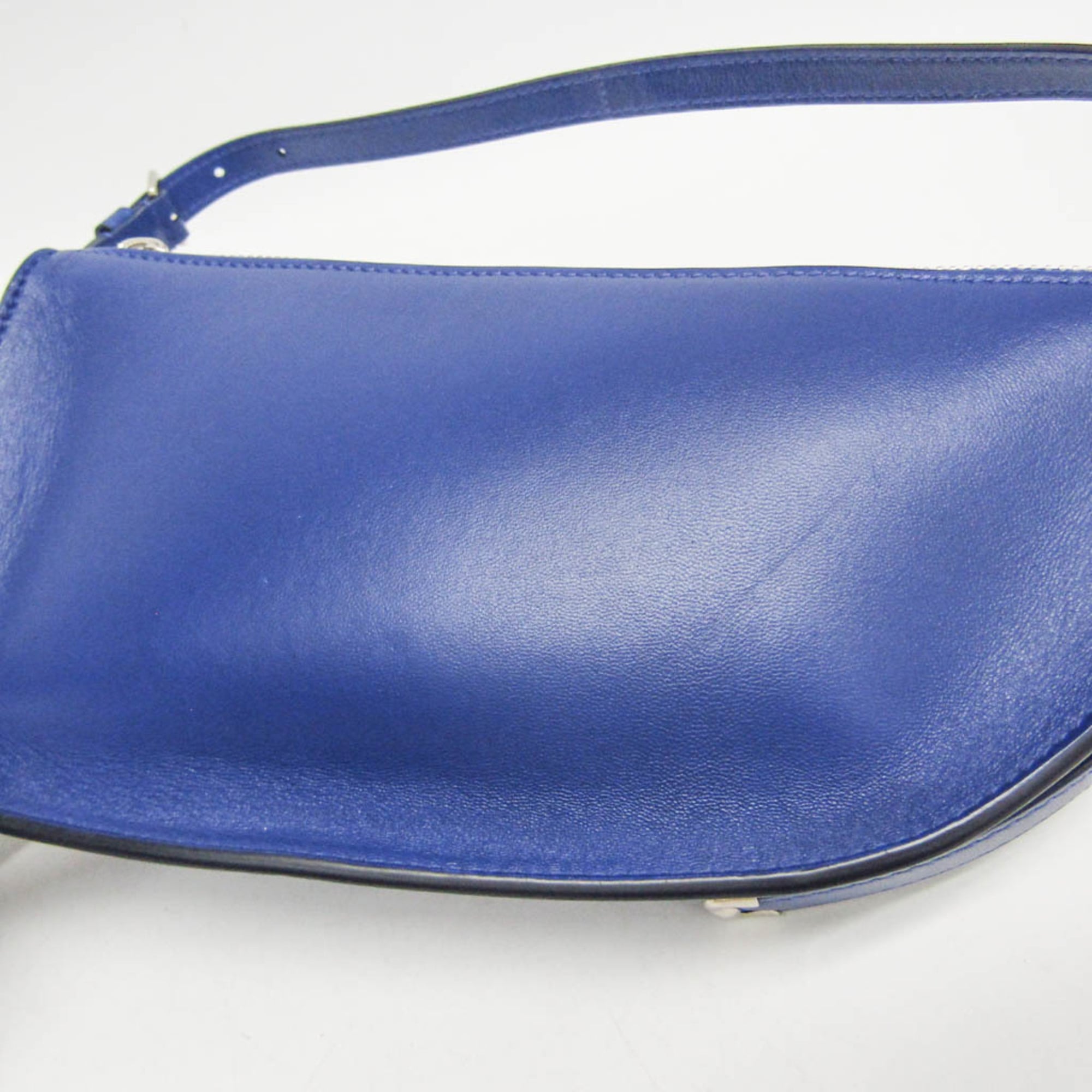 Burberry Shield Sling Leather Blue Leather Shoulder Bag Bag (Pre-Owned)