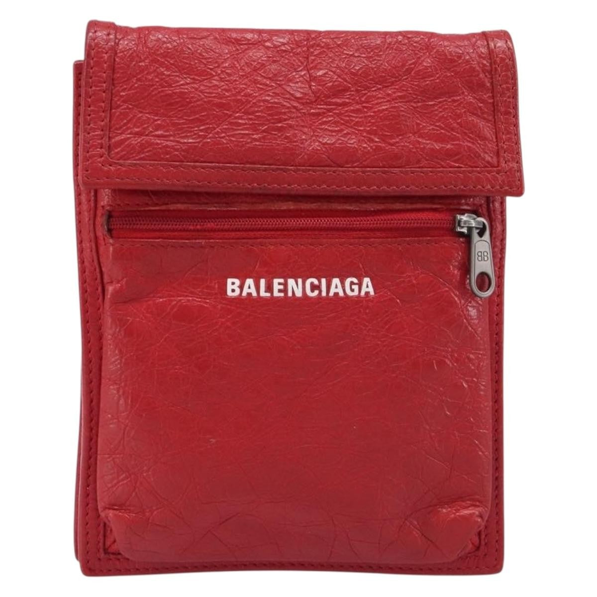 Balenciaga Explorer Leather Red Leather Crossbody Bag Bag (Pre-Owned)