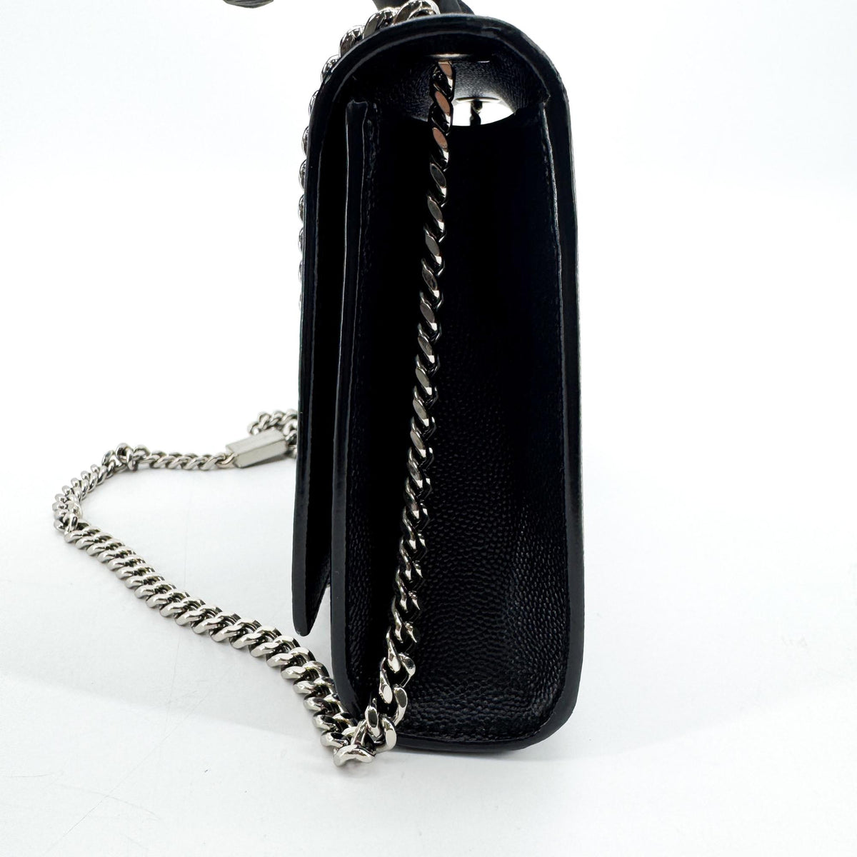 Saint Laurent Classic Monogram Flap Chain Leather Black Leather Crossbody Bag Bag (Pre-Owned)