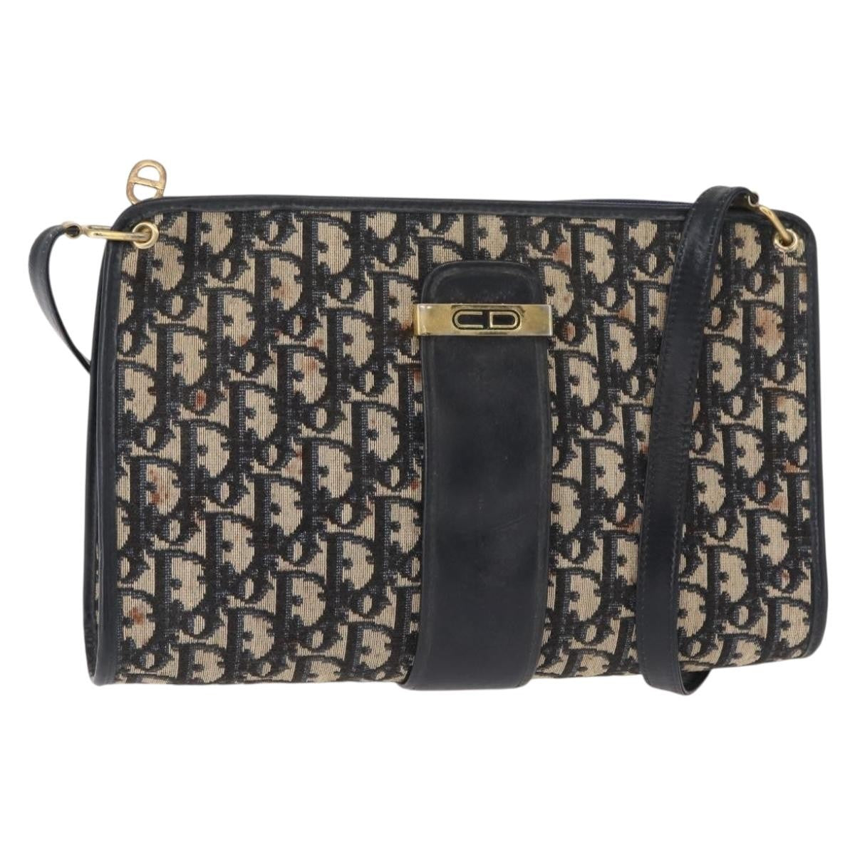 Christian Dior Vintage Cd Trotter Canvas Navy Canvas Shoulder Bag Bag (Pre-Owned)