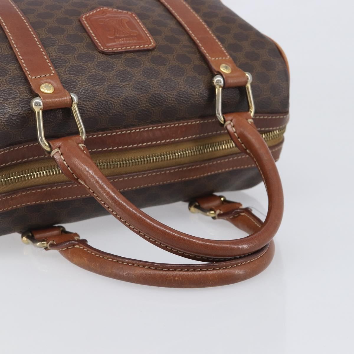 Celine Boston Triomphe Coated Canvas Brown Pvc Handbag (Pre-Owned)