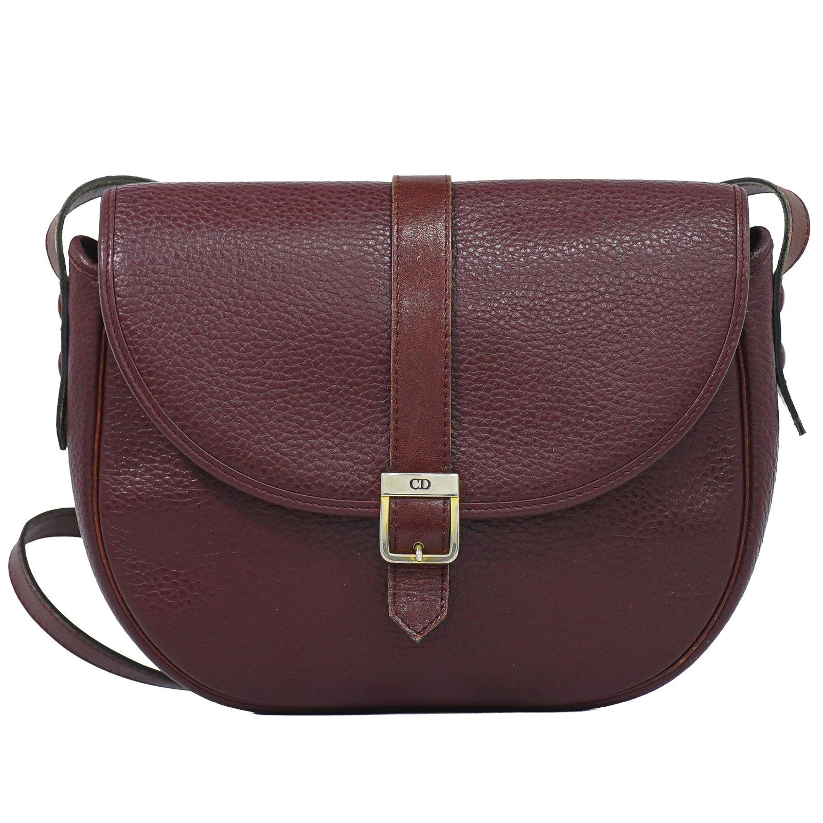 Christian Dior Vintage Cd Flap Leather Burgundy Leather Shoulder Bag Bag (Pre-Owned)