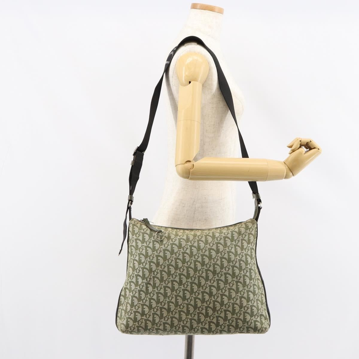 Christian Dior Vintage Trotter Canvas Green Canvas Shoulder Bag Bag (Pre-Owned)