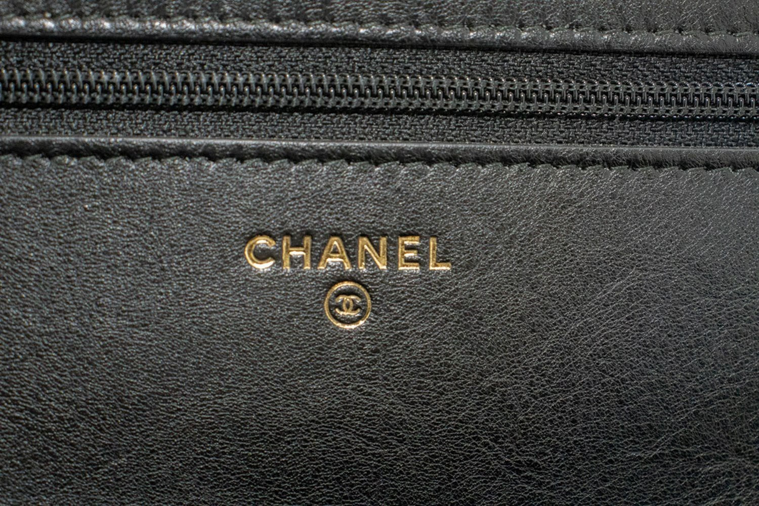 Chanel Wallet On Chain Chevron Caviar Black Calfskin Wallets Accessory (Pre-Owned)