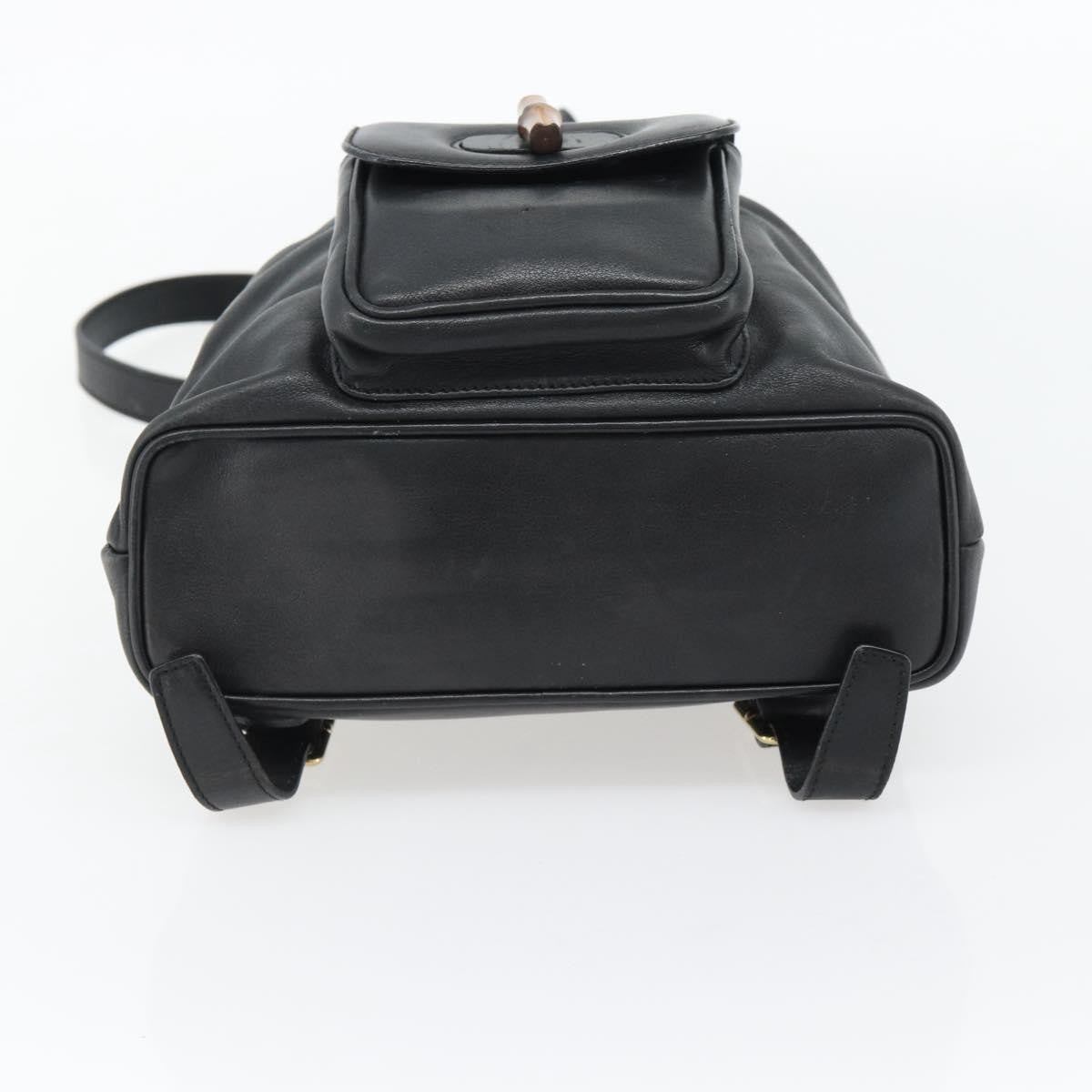 Gucci Vintage Bamboo Leather Black Leather Backpack Bag (Pre-Owned)