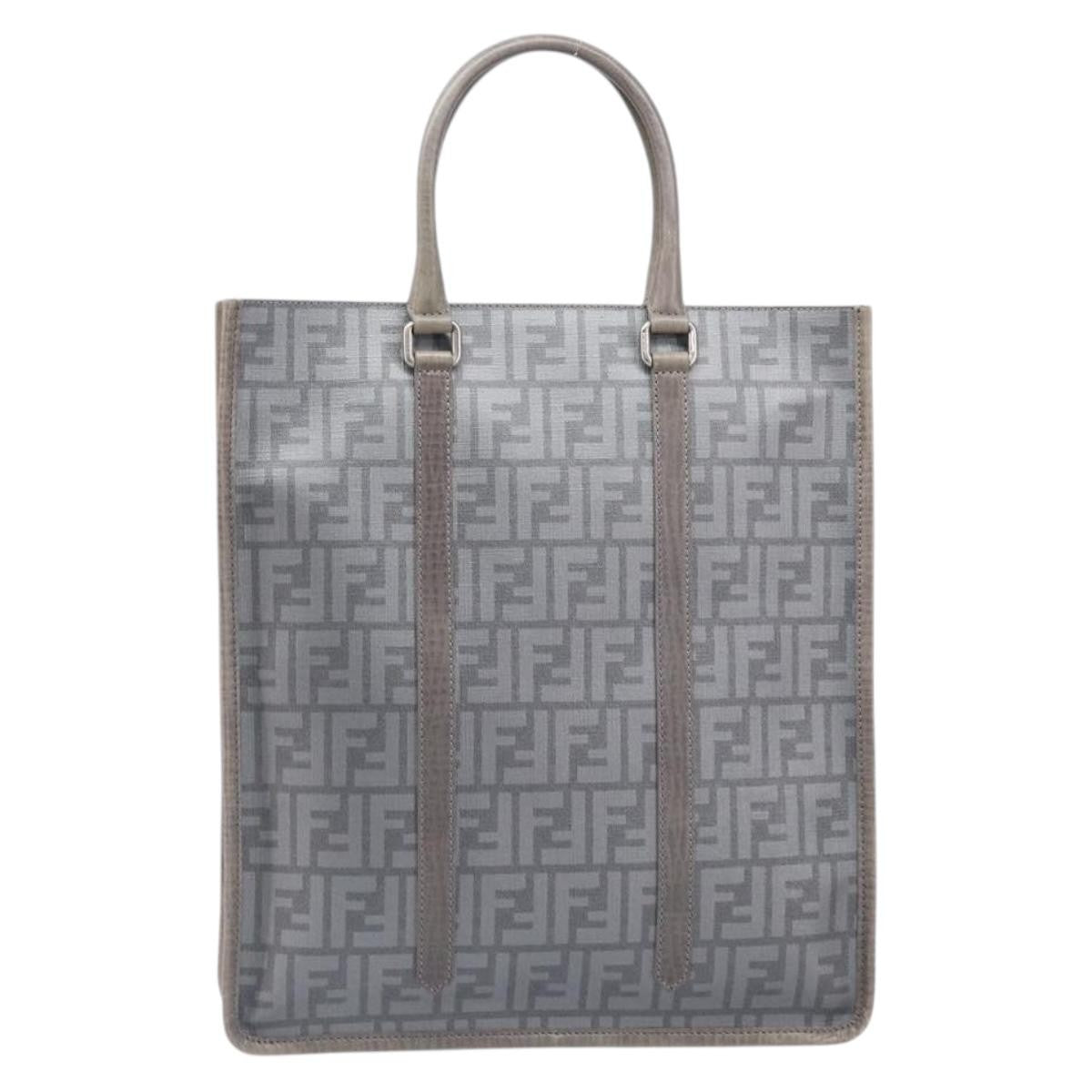 Fendi Open Shopping Zucca Canvas Gray Canvas Tote Bag Bag (Pre-Owned)