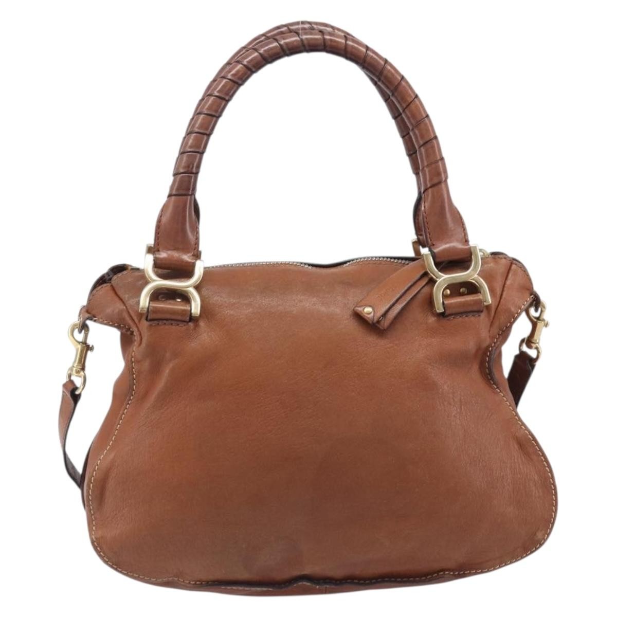 Chloe Marcie Satchel Leather Brown Leather Handbag (Pre-Owned)