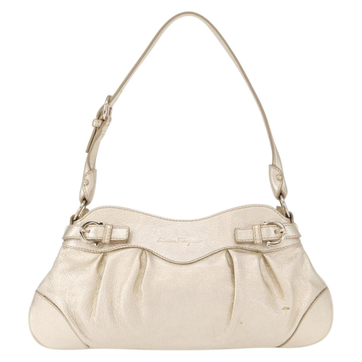 Salvatore Ferragamo Gancini Leather Gold Leather Shoulder Bag Bag (Pre-Owned)
