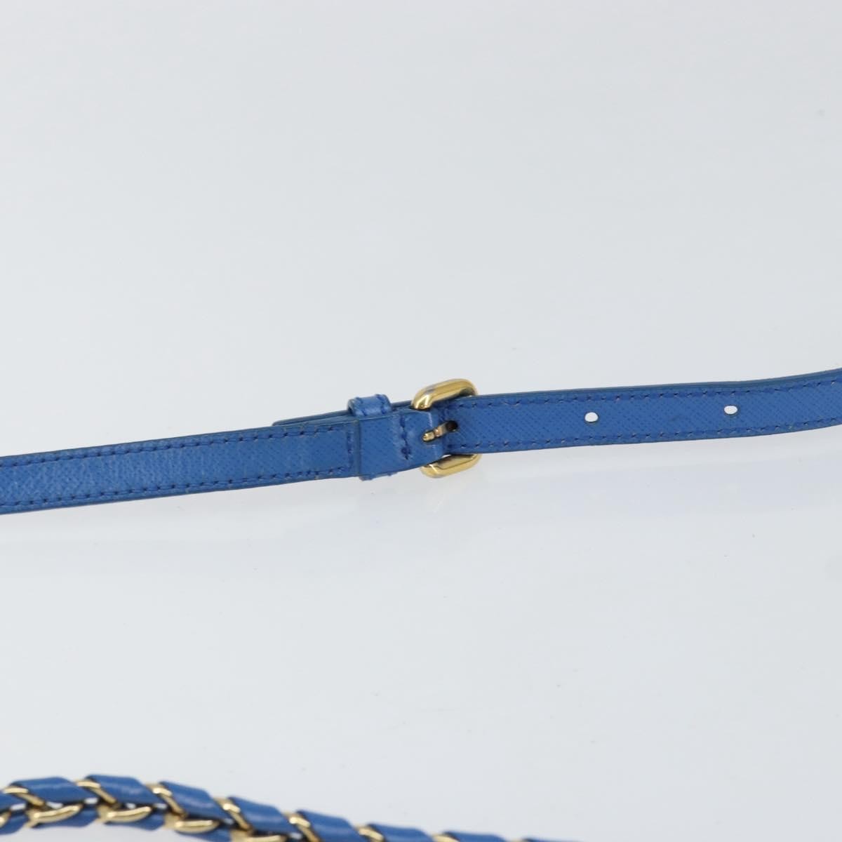 Salvatore Ferragamo Vala Chain Leather Blue Leather Shoulder Bag Bag (Pre-Owned)