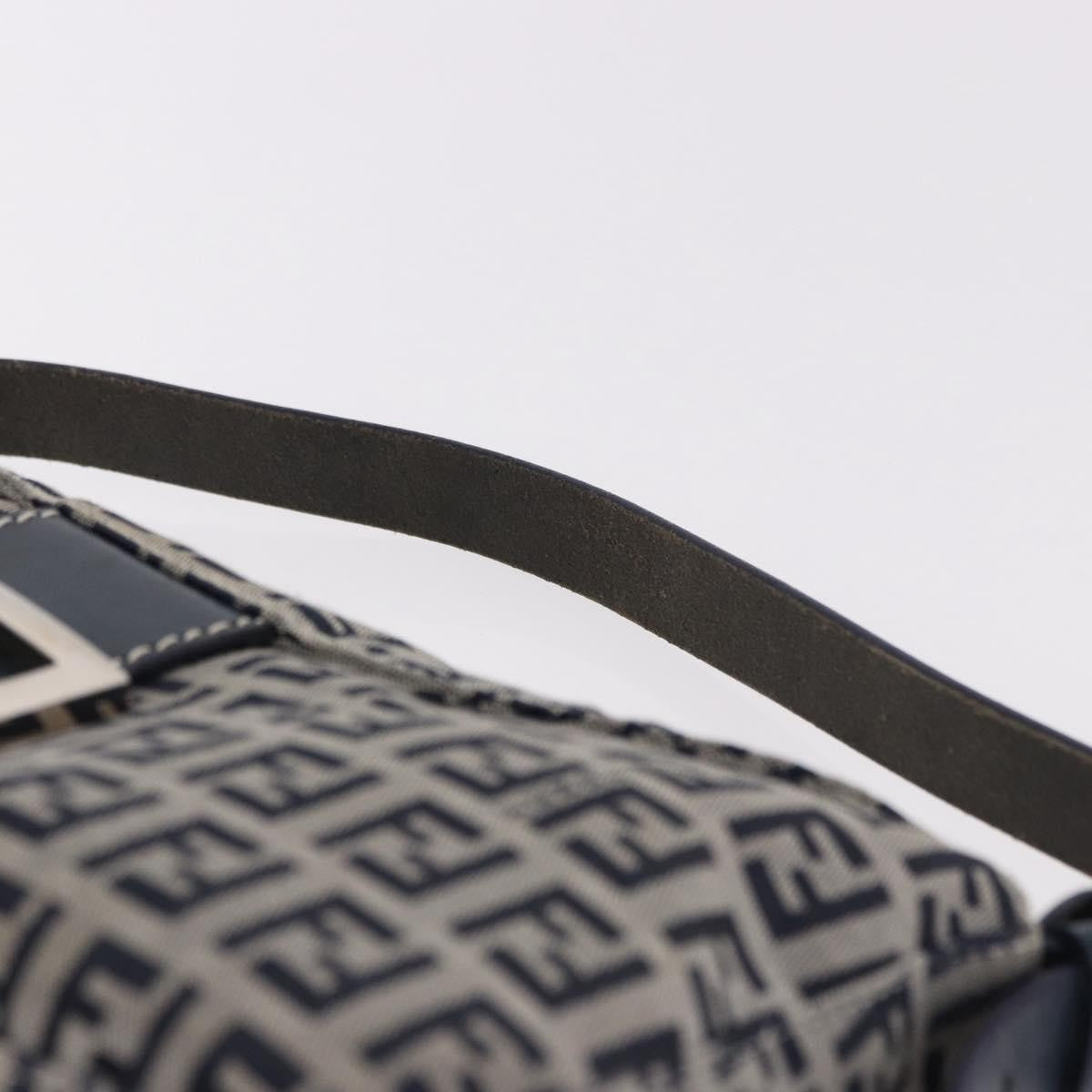 Fendi Baguette Zucchino Canvas Navy Canvas Handbag (Pre-Owned)