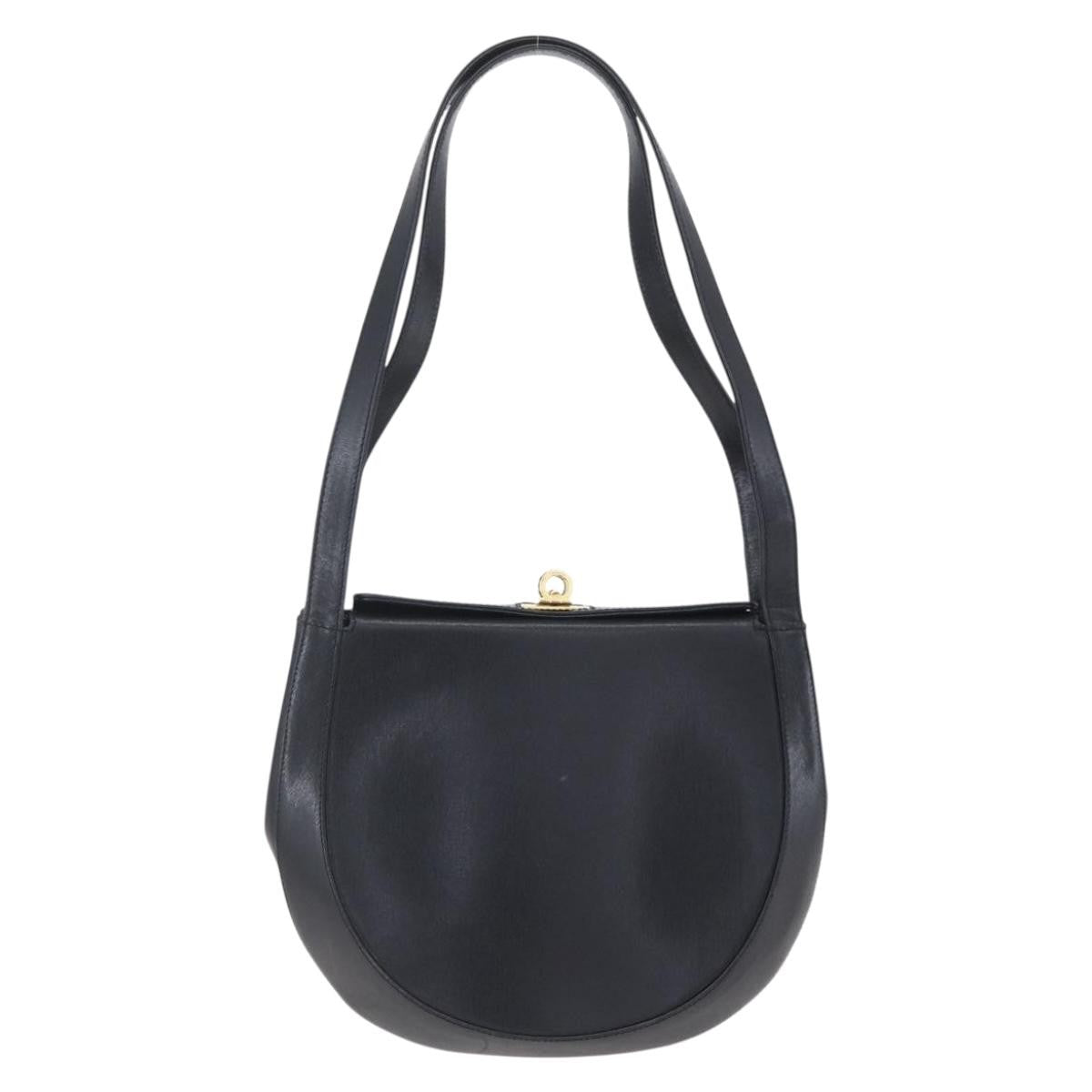 Salvatore Ferragamo Gancini Leather Black Leather Shoulder Bag Bag (Pre-Owned)
