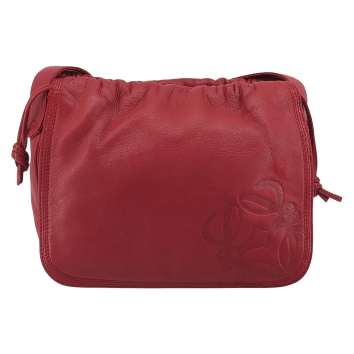 Loewe Anagram Leather Red Leather Shoulder Bag Bag (Pre-Owned)