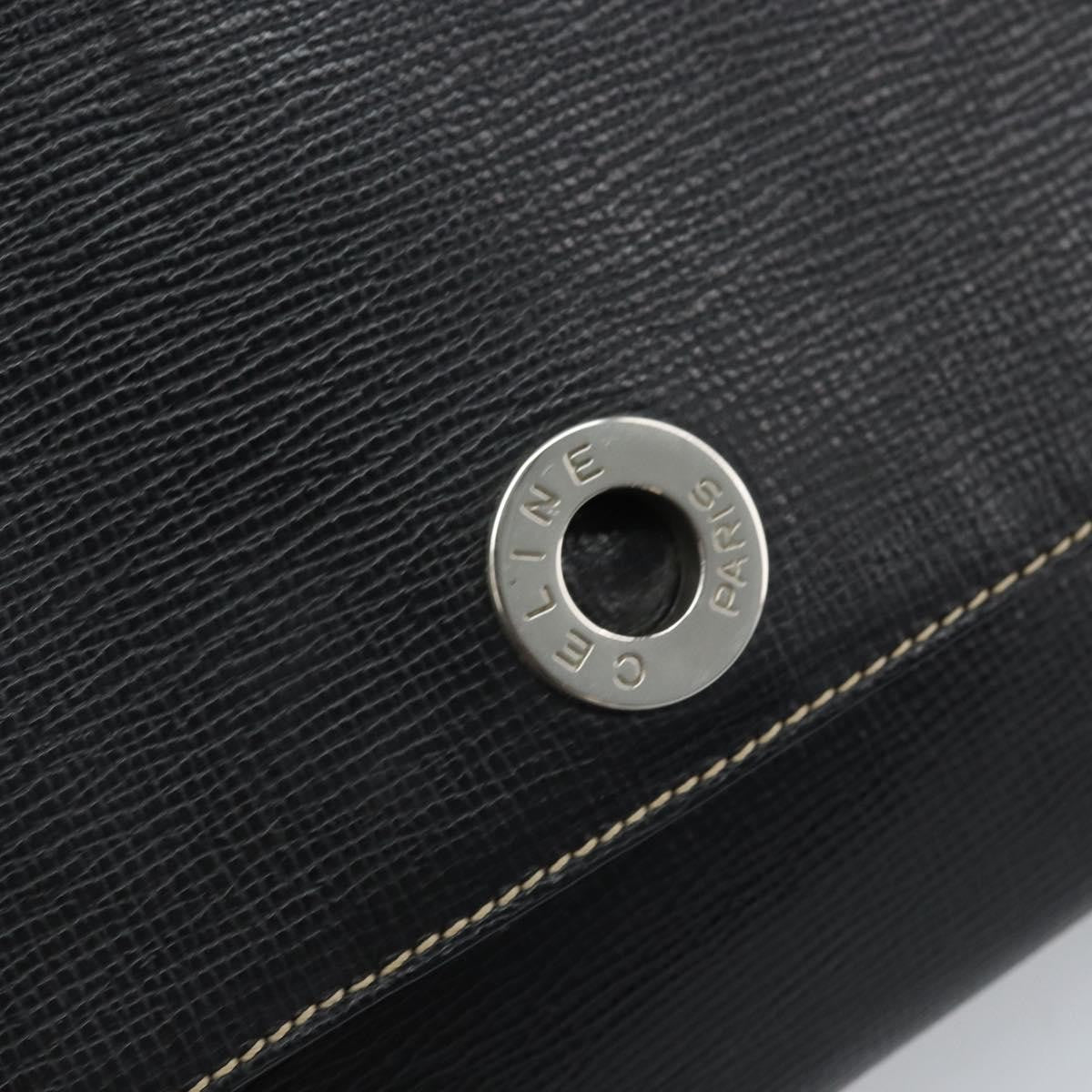 Celine Vintage Circle Logo Leather Black Leather Crossbody Bag Bag (Pre-Owned)