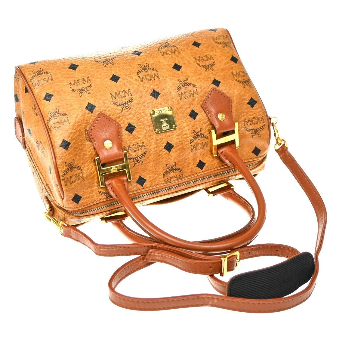 MCM Visetos Logogramme Canvas And Leather Brown Leather Handbag (Pre-Owned)