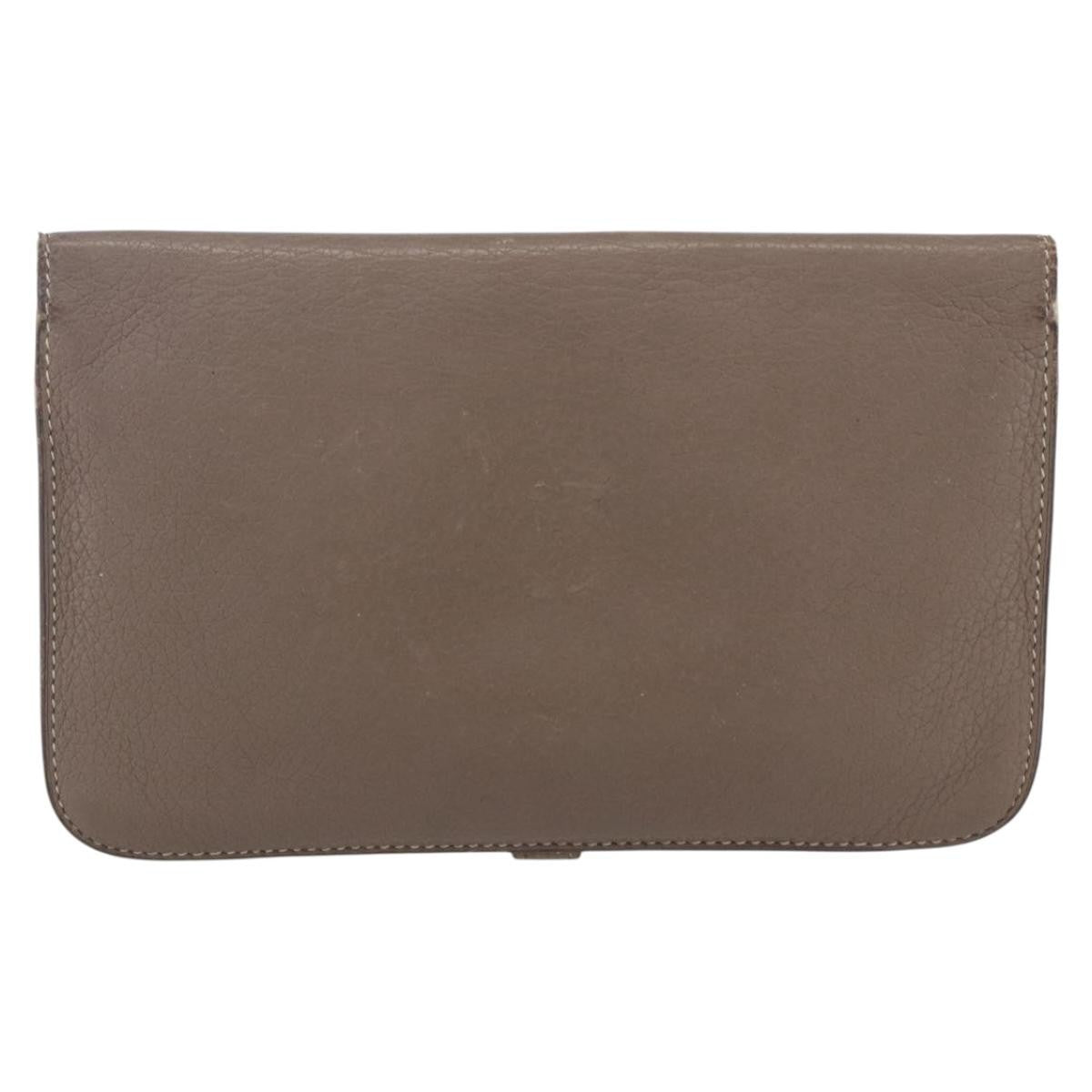 Hermes Dogon Duo Combined Leather Gray Leather Wallets Accessory (Pre-Owned)