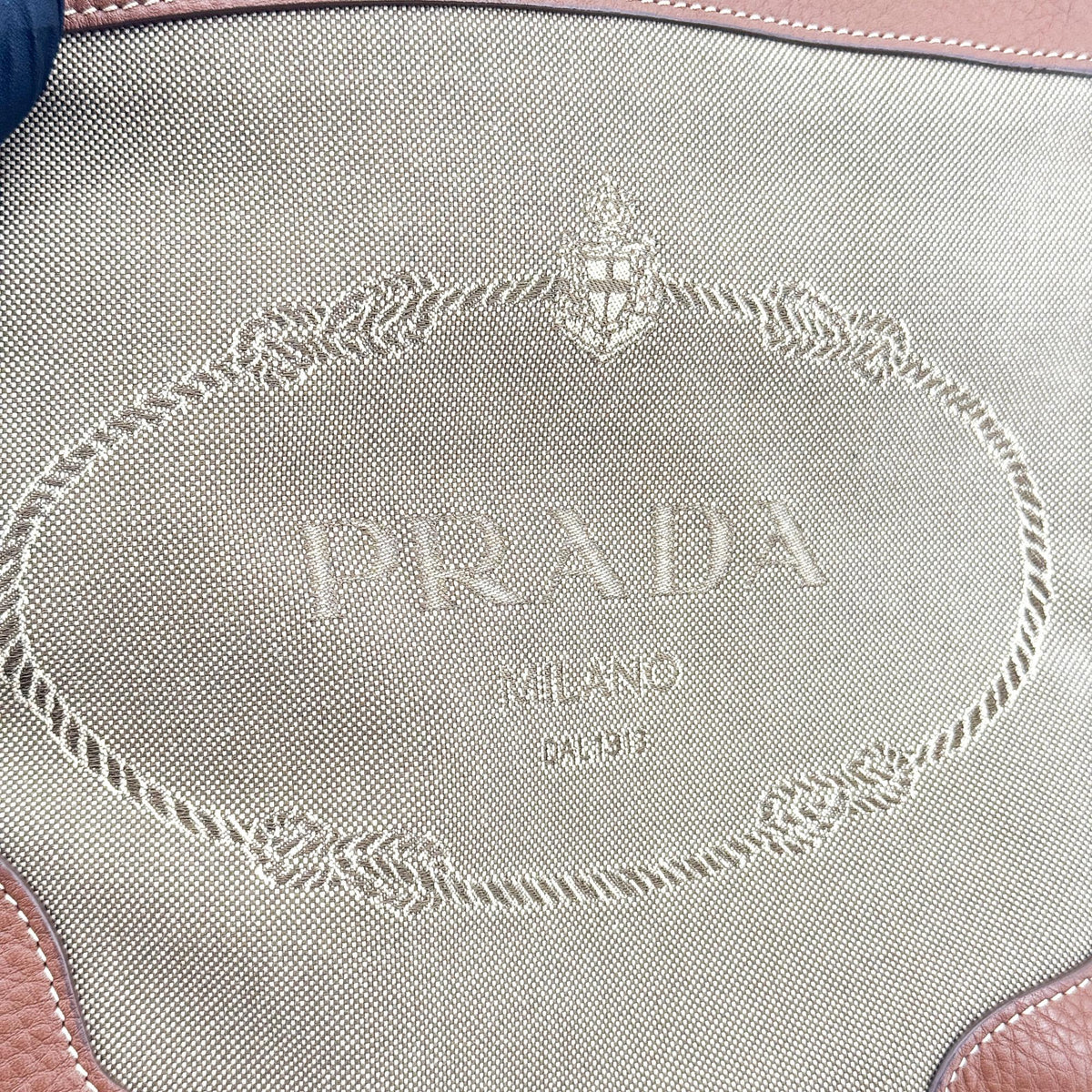 Prada Logo Canvas Beige Canvas Crossbody Bag Bag (Pre-Owned)