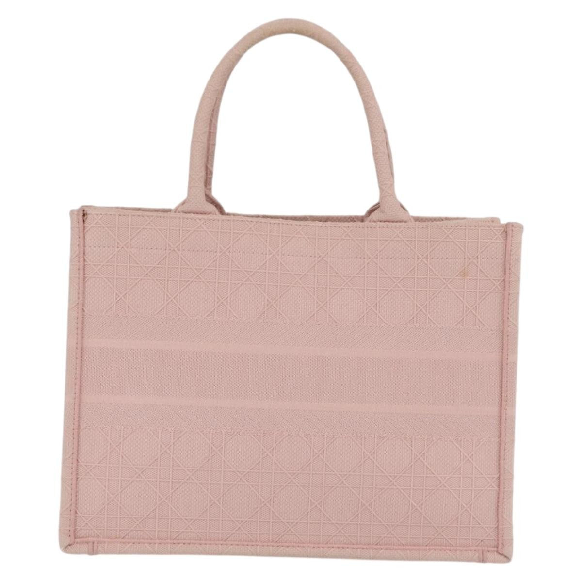 Christian Dior Book Cannage Embroidered Canvas Pink Canvas Tote Bag Bag (Pre-Owned)