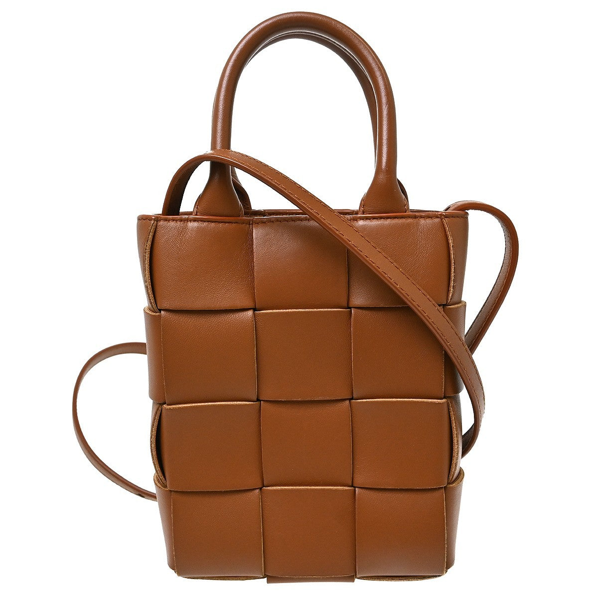 Bottega Veneta Cassette Convertible Tote Maxi Intrecciato Leather Brown Leather Shoulder Bag Bag (Pre-Owned)