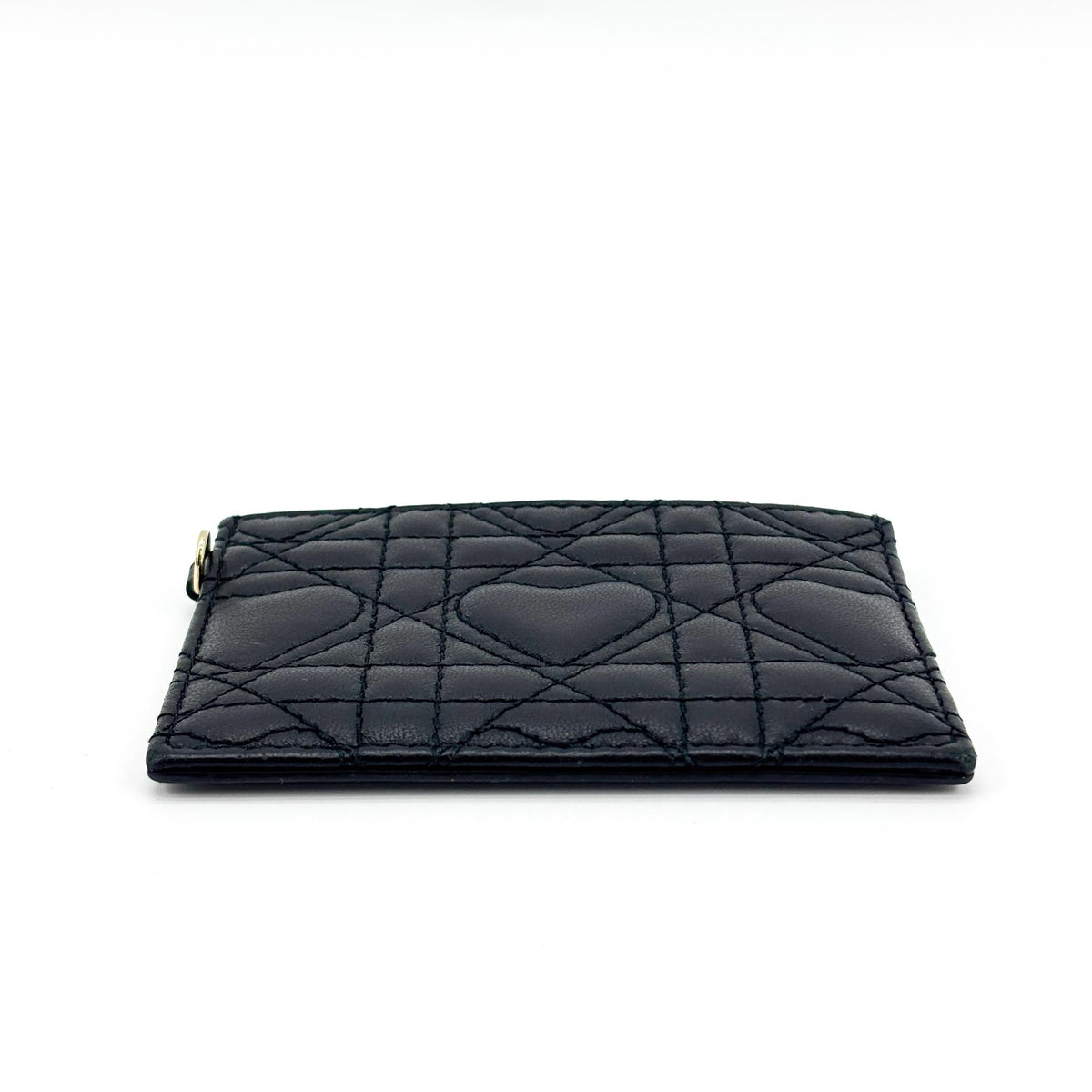 Christian Dior Lady Dior Card Holder Cannage Quilt Lambskin Black Leather Card Holders Accessory (Pre-Owned)