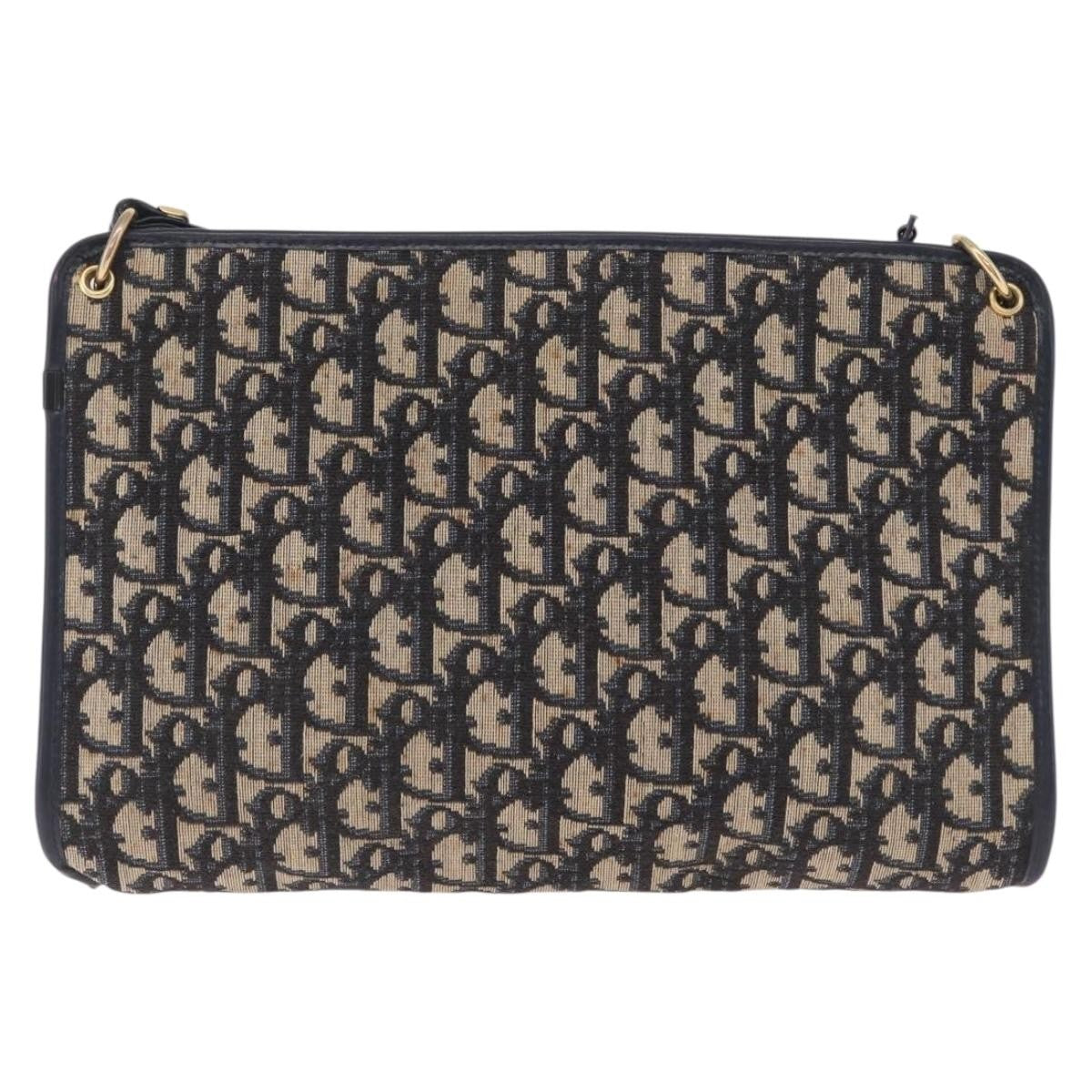 Christian Dior Trotter Shoulder Canvas Navy Canvas Handbag (Pre-Owned)