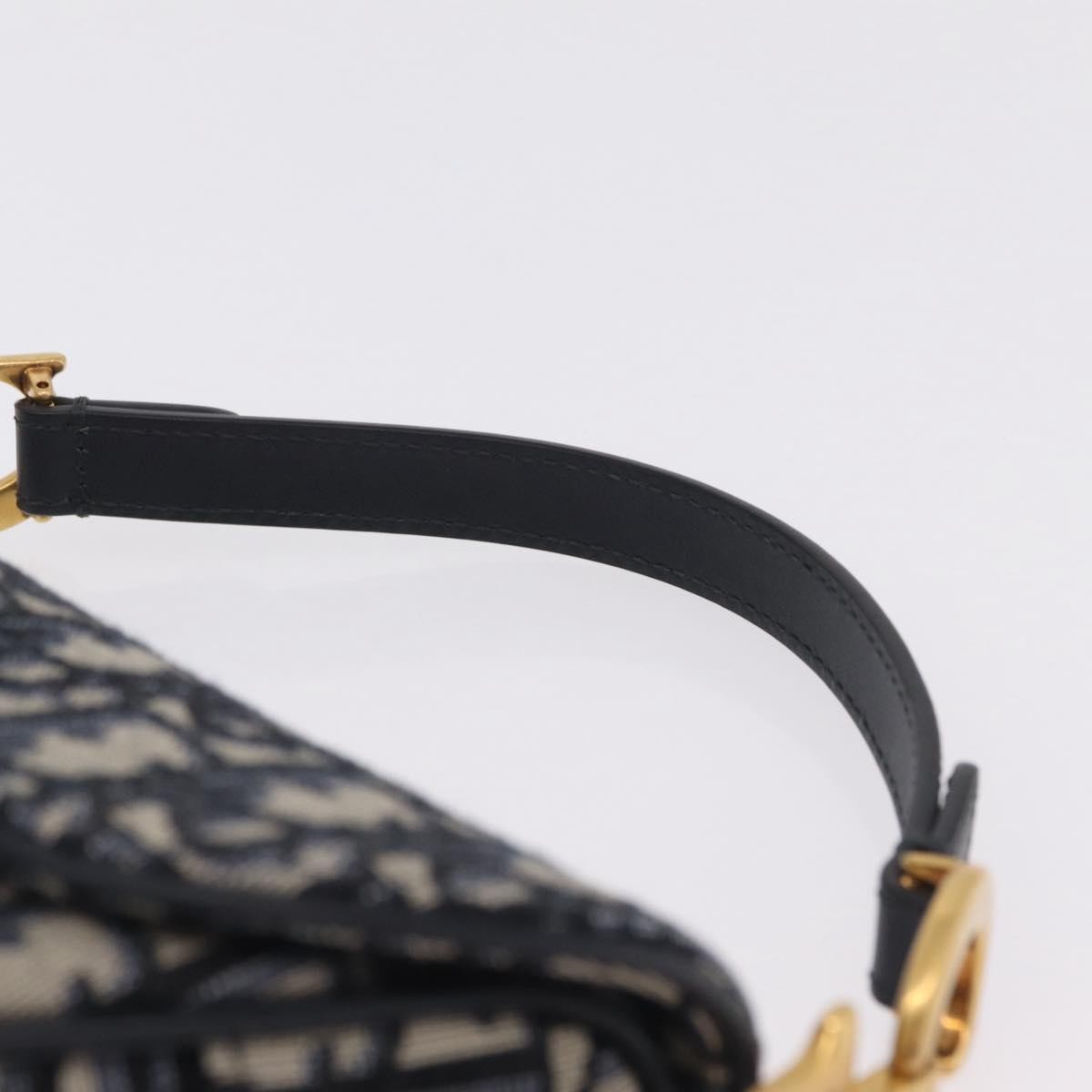 Christian Dior Saddle Oblique Canvas Navy Canvas Handbag (Pre-Owned)