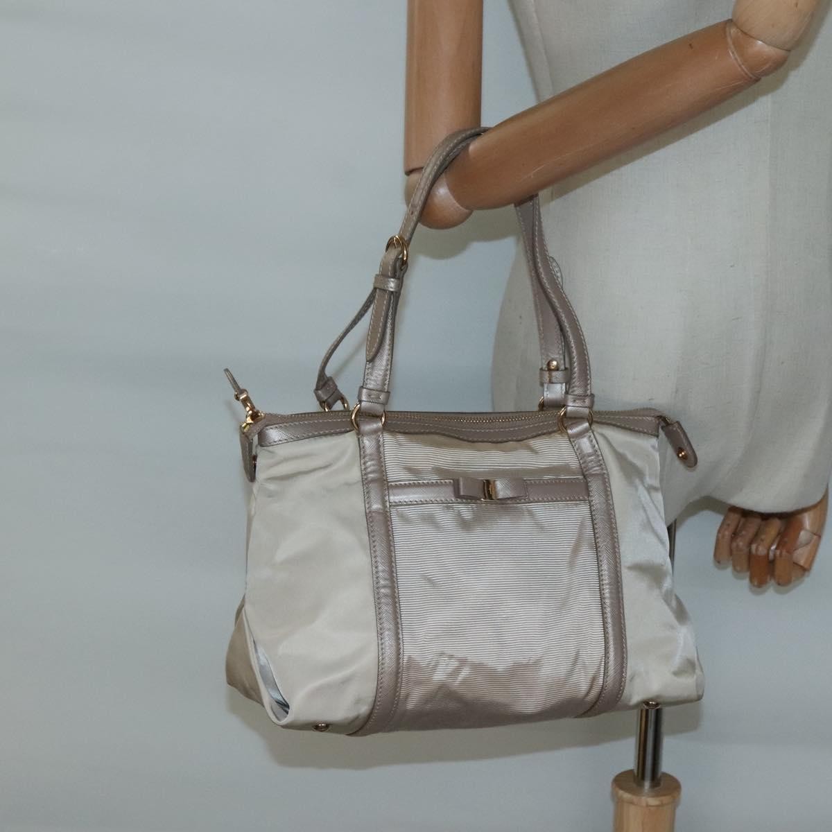 Salvatore Ferragamo Vala Nylon Beige Nylon Handbag (Pre-Owned)