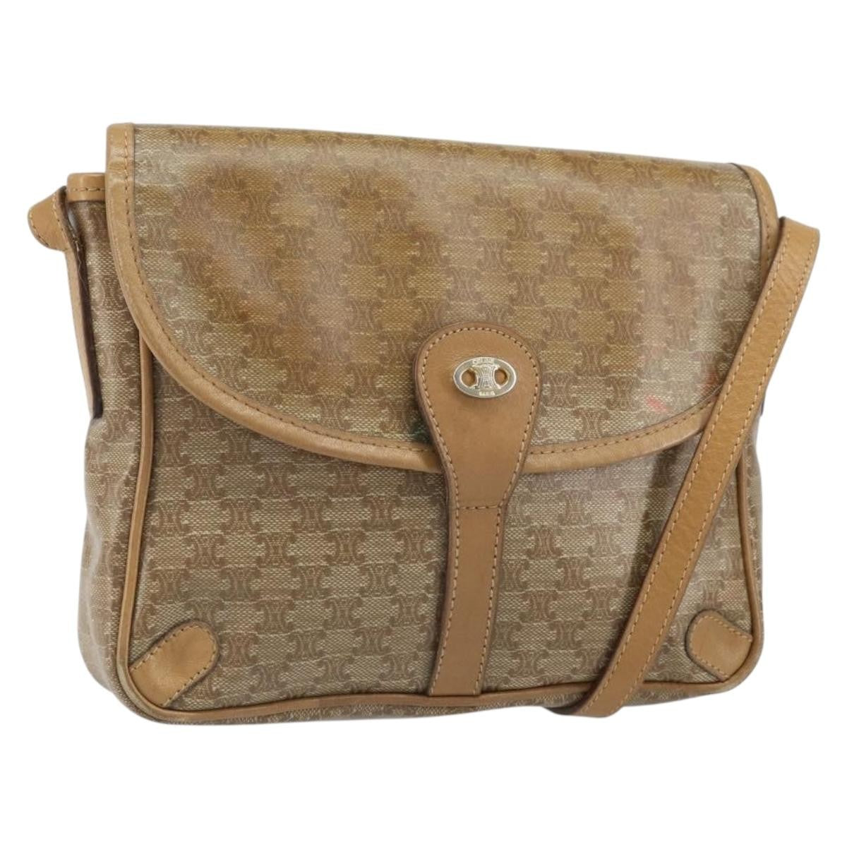 Celine Vintage Macadam Canvas And Leather Beige Canvas Shoulder Bag Bag (Pre-Owned)