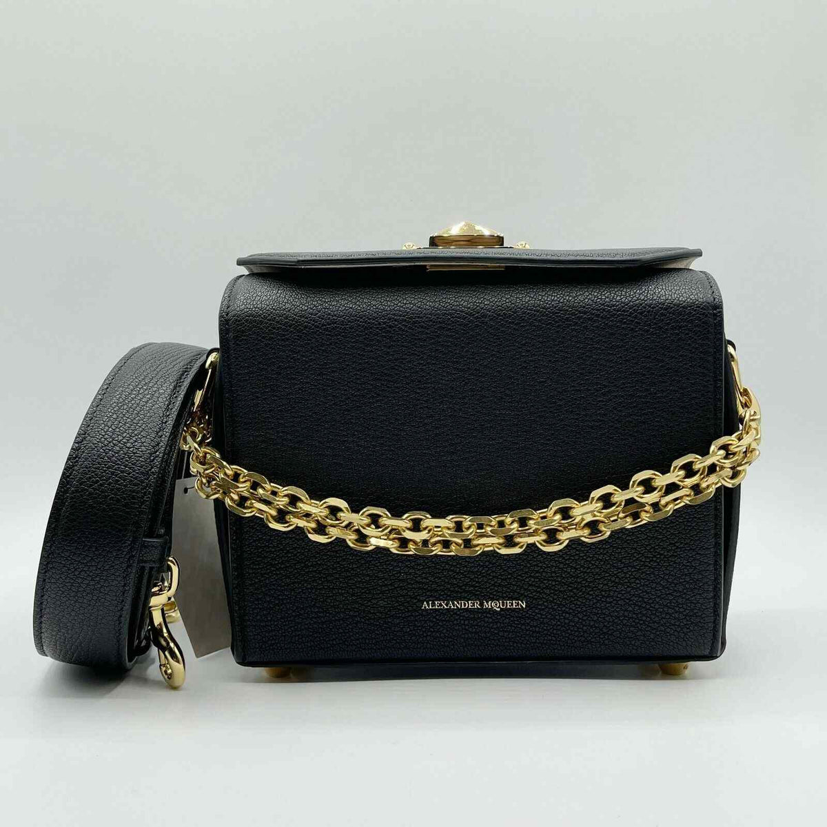 Alexander McQueen Black Leather Box 19 w/Gold Hardware  display picture 3