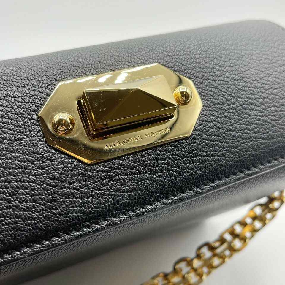 Alexander McQueen Black Leather Box 19 Bag w/Gold Hardware