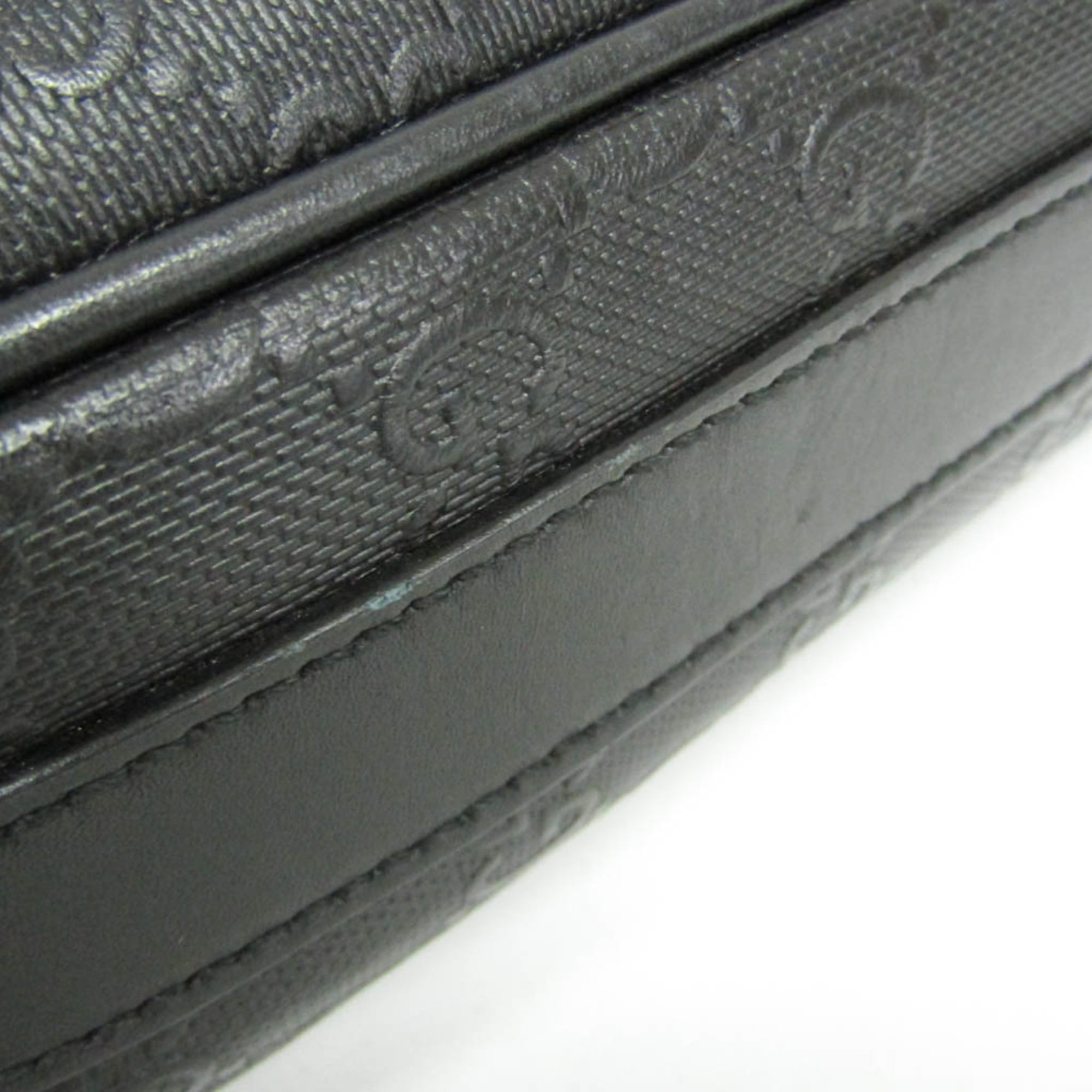 Gucci Convertible Briefcase Guccissima Leather Black Leather Briefcase Bag (Pre-Owned)