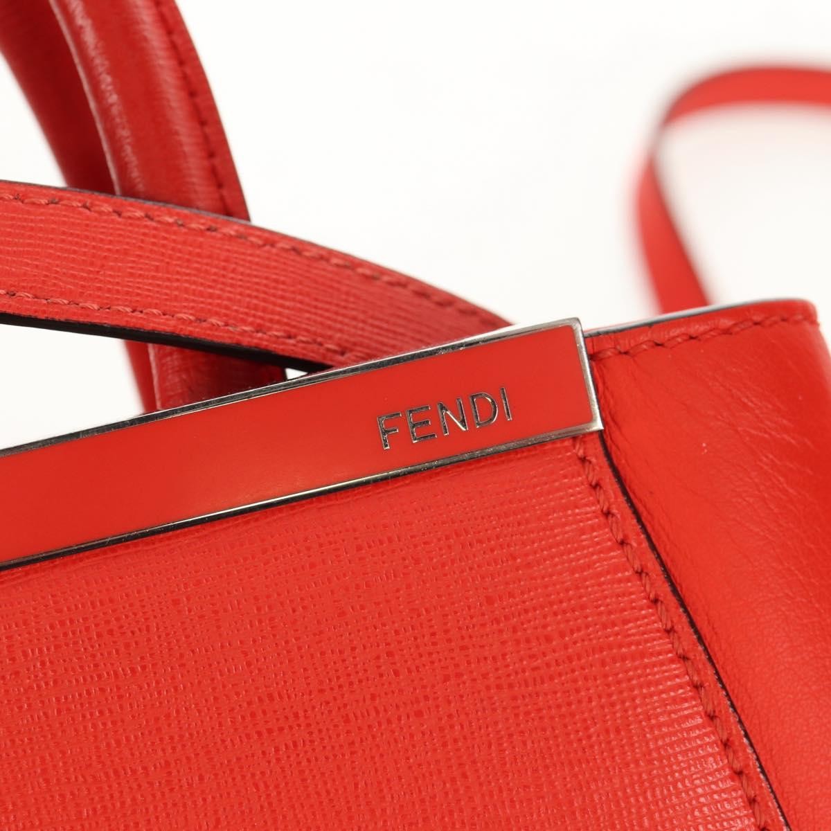 Fendi 2Jours Leather Red Leather Tote Bag Bag (Pre-Owned)