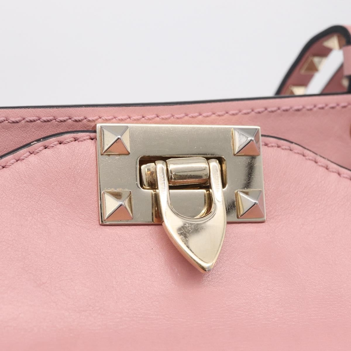 Valentino Garavani Rockstud Soft Leather Pink Leather Tote Bag Bag (Pre-Owned)