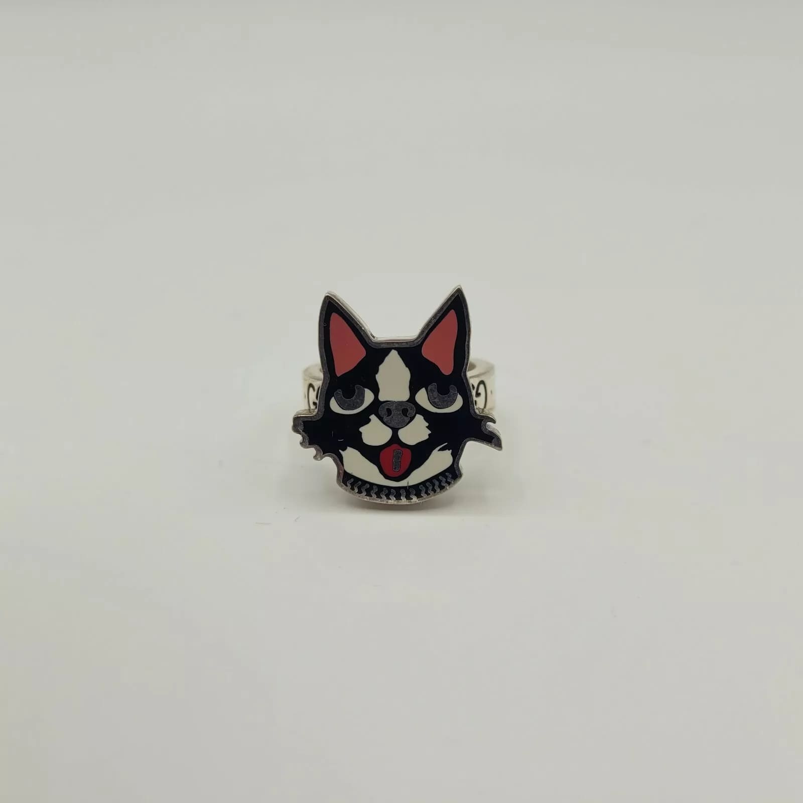 Gucci Bosco & Orso Aged Silver Bosco Head GG Ring IT 14 / US 7