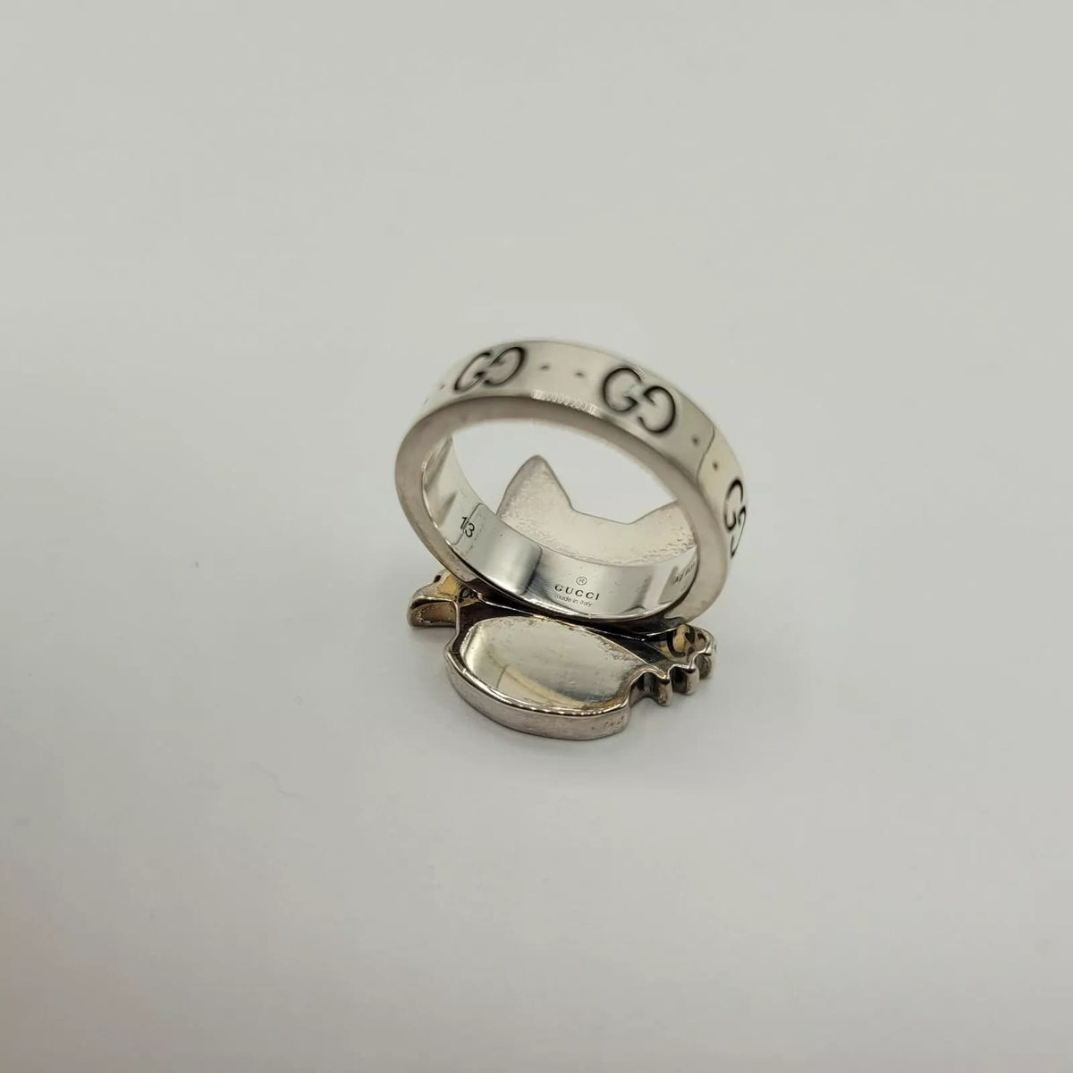 Gucci Bosco & Orso Aged Silver Bosco Head GG Ring IT 14 / US 7