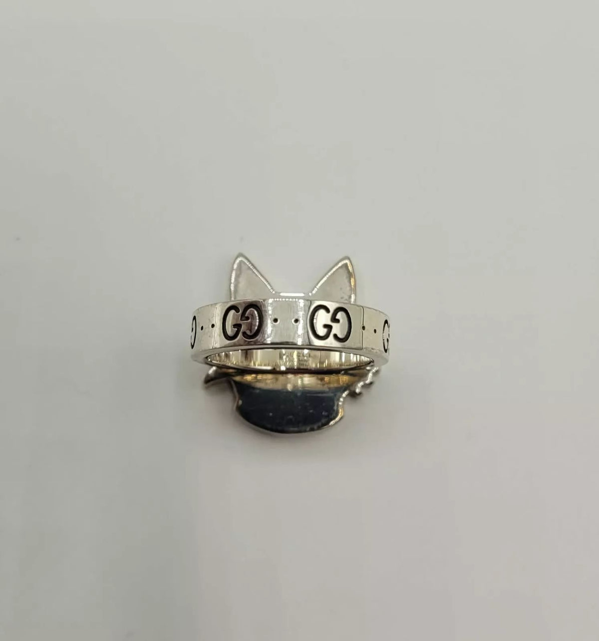 Gucci Bosco & Orso Aged Silver Bosco Head GG Ring IT 14 / US 7