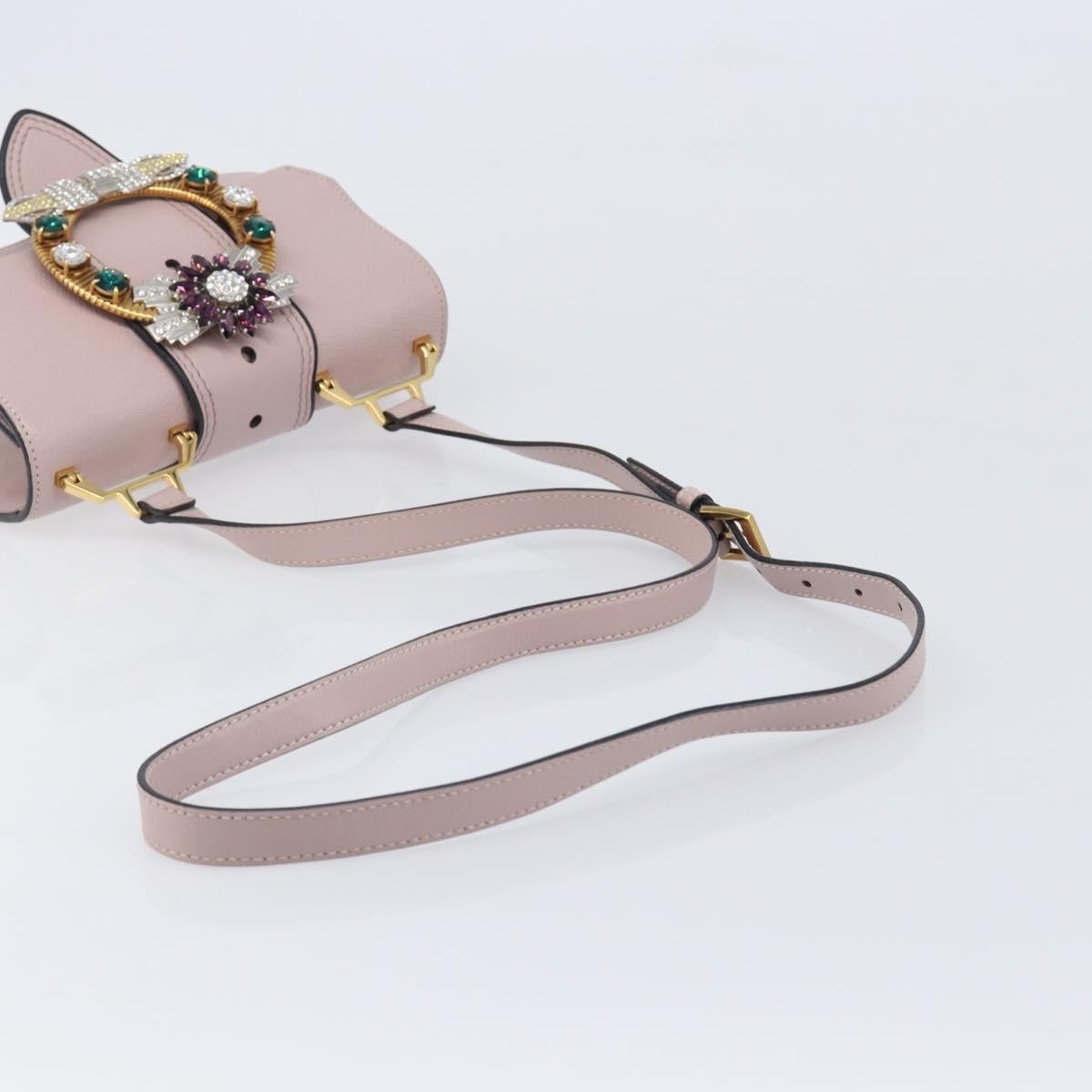 Miu Miu Madras Crystal Flap Leather Pink Leather Crossbody Bag Bag (Pre-Owned)