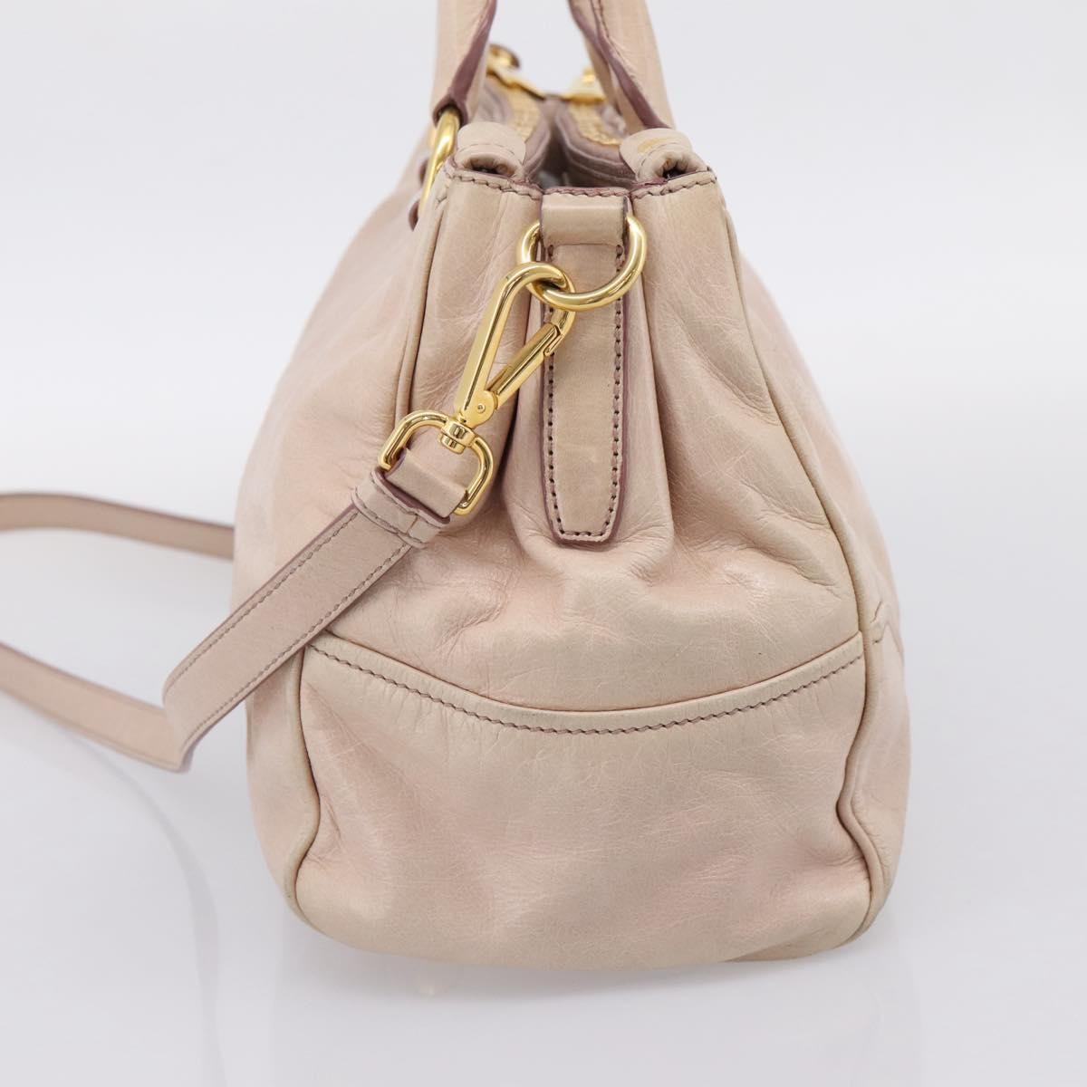 Miu Miu Vitello Lux Ring Satchel Leather Pink Leather Handbag (Pre-Owned)