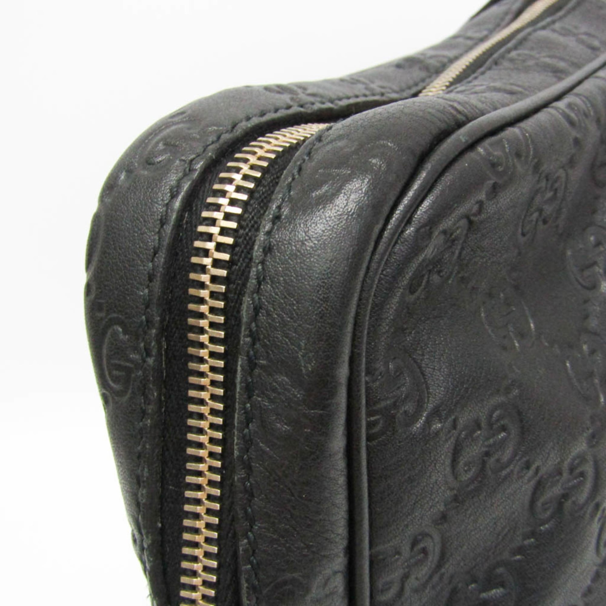 Gucci Convertible Briefcase Guccissima Leather Black Leather Briefcase Bag (Pre-Owned)