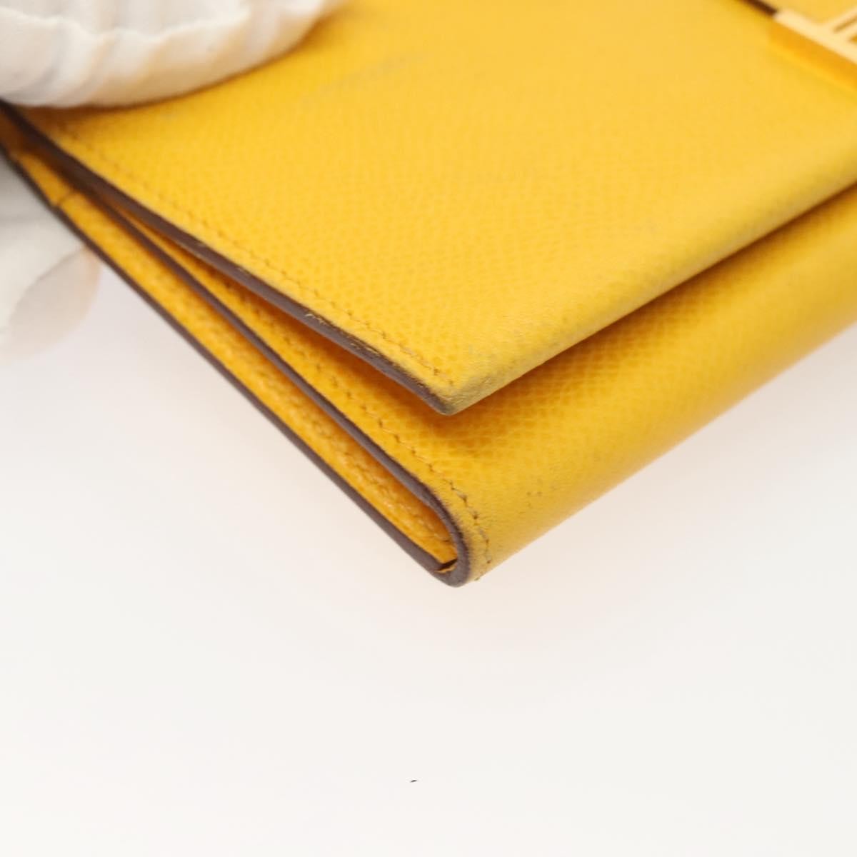 Hermes Bearn Epsom Yellow Leather Wallets Accessory (Pre-Owned)