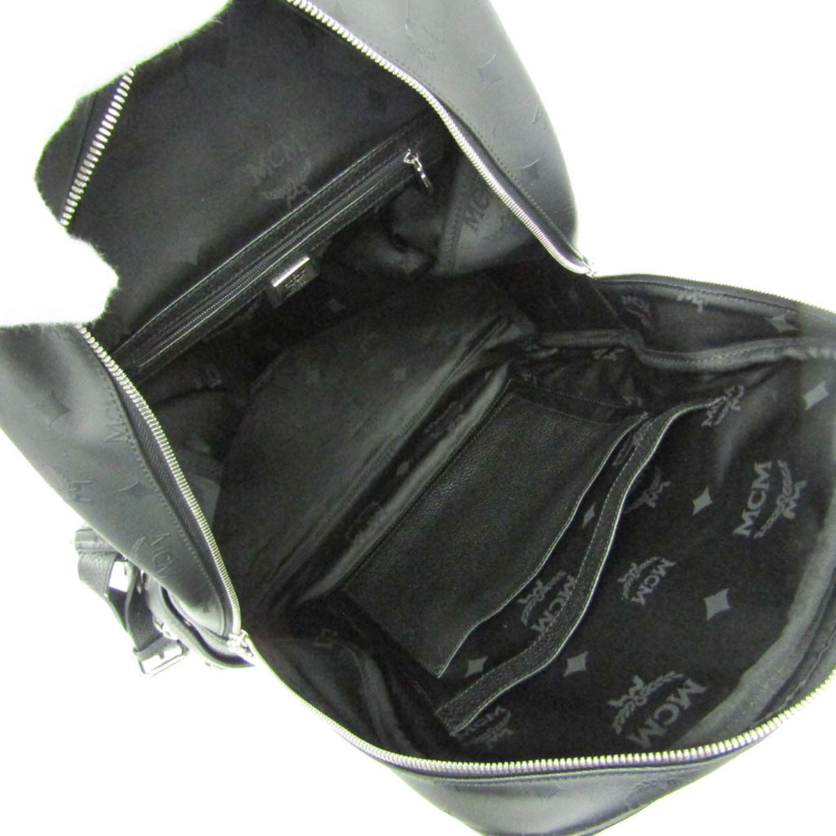 MCM Visetos Canvas Black Canvas Backpack Bag (Pre-Owned)