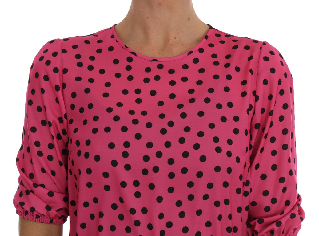 Dolce & Gabbana Pink Polka Dotted Silk Women's Blouse