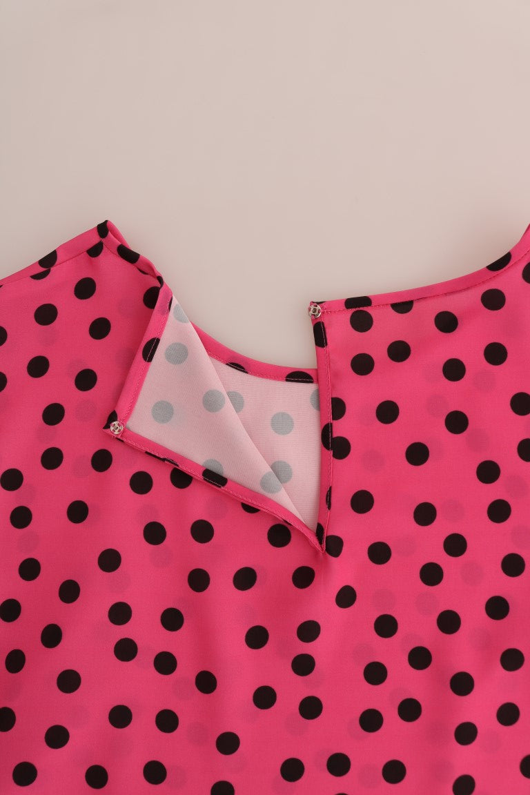 Dolce & Gabbana Pink Polka Dotted Silk Women's Blouse