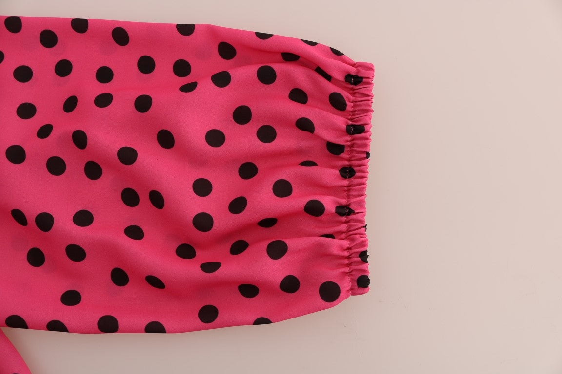 Dolce & Gabbana Pink Polka Dotted Silk Women's Blouse