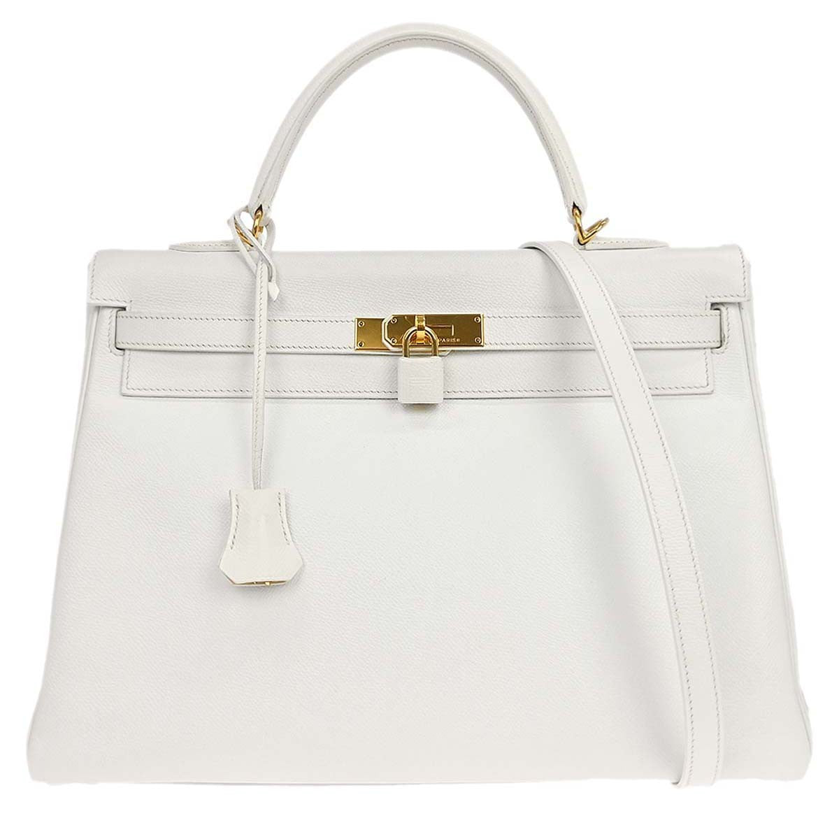 Hermes Kelly Light Epsom With Gold Hardware White Leather Handbag (Pre-Owned)