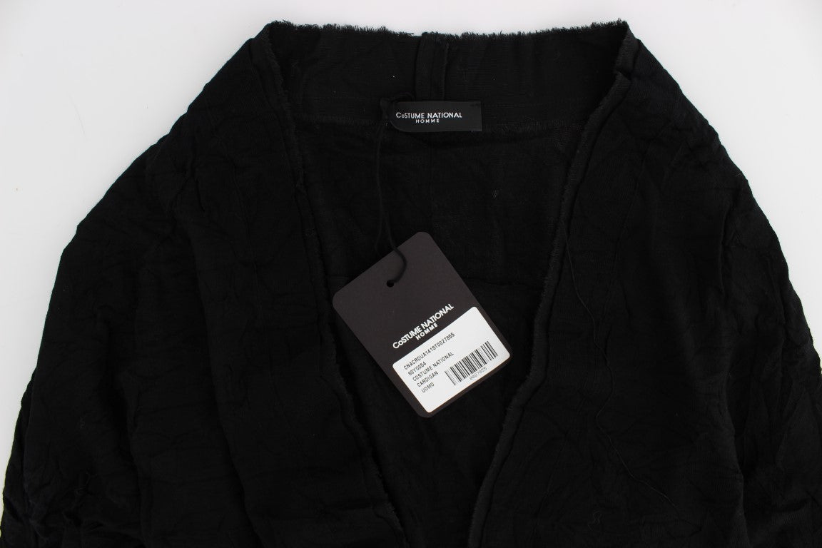 Costume National Black Fine Wool Button Men's Cardigan