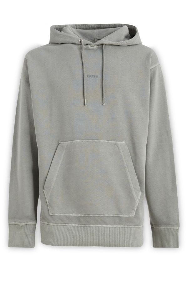 Hugo Boss Elegant Grey Cotton Hooded Men's Sweatshirt