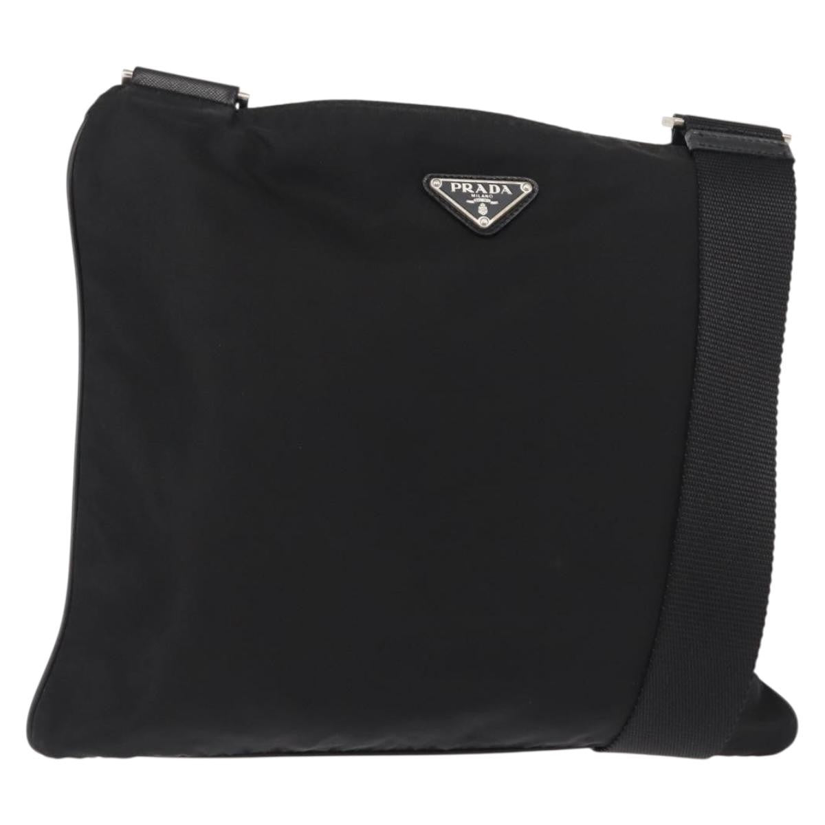 Prada Flat Messenger Tessuto Black Nylon Shoulder Bag Bag (Pre-Owned)